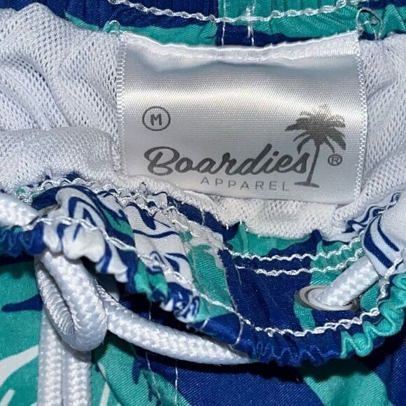 BOARDIES Swim Shorts Trunks Size Medium M tropical blue green- 6" inseam BAGGIES - Picture 3 of 4